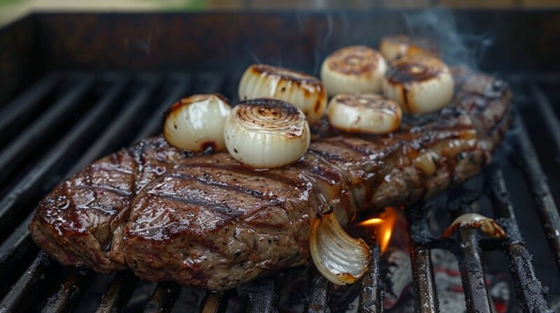 Grilled Steak with onions on top - how tasty it can get if you make a perfect recipie