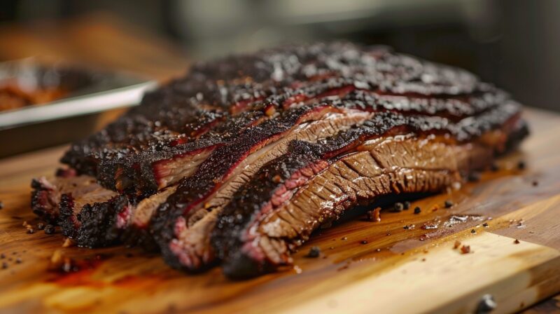 Smokin’ Hot Texas Beef Brisket Meat On cutting board - recipie