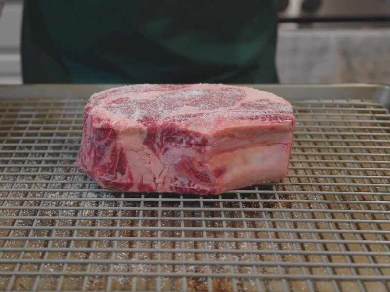 prepairing boneless ribeye steak