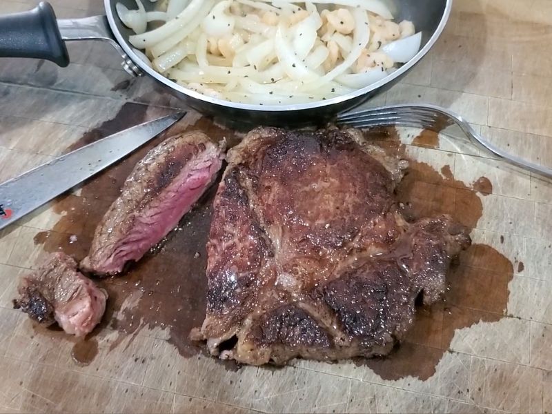 serving boneless ribeye steak