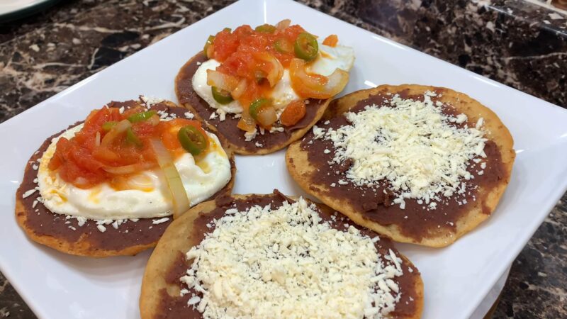 Four prepared Catrachitas from Honduras on a plate